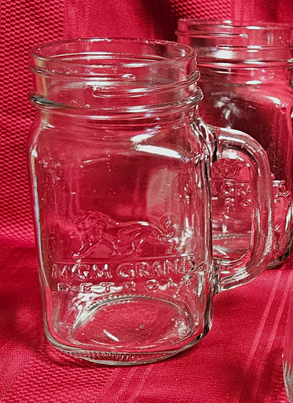 4 MGM Grand Detroit Michigan Casino Mason Mugs Handles With Box And Lids
