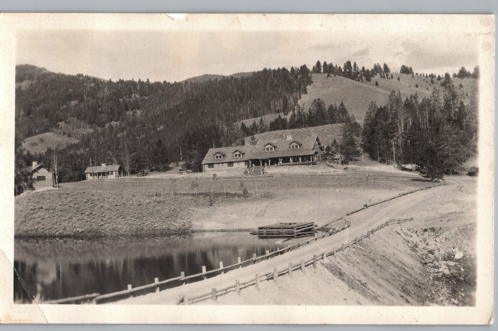 IDAHO ROCKY MOUNTAIN RANCH real photo postcard rppc sawtooth mtns id club lodge
