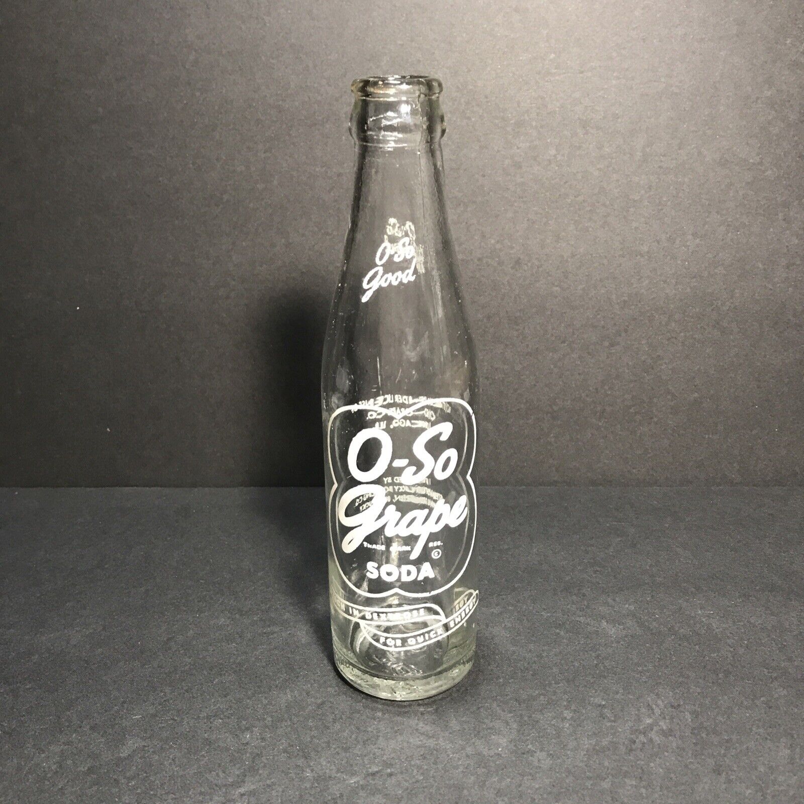 Vintage O-So Good Grape Soda Bottle 7 Oz Bottled In Bowling Green Kentucky