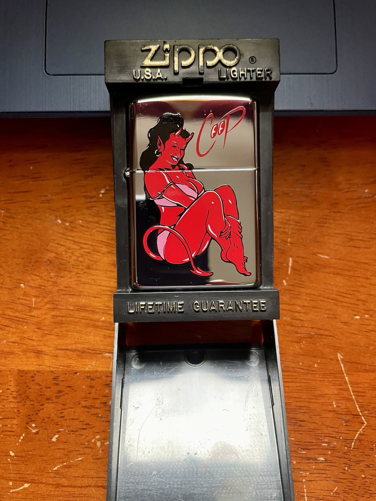 Vintage Coop Provocative Female Red Devil Zippo