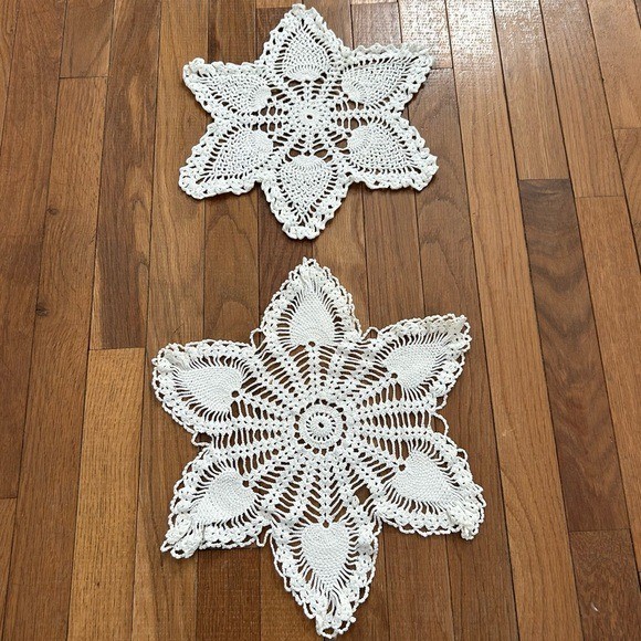 White Crochet Star Doilies