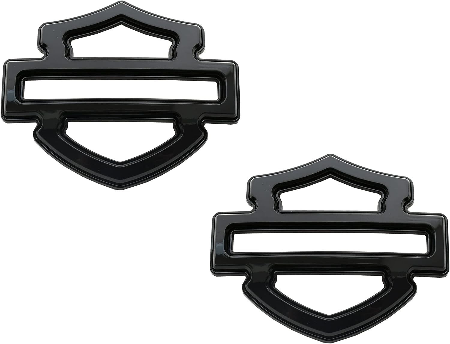 2Pcs Gloss Black Double Layer CVO Custom Tank Emblems Badges Motorcycle