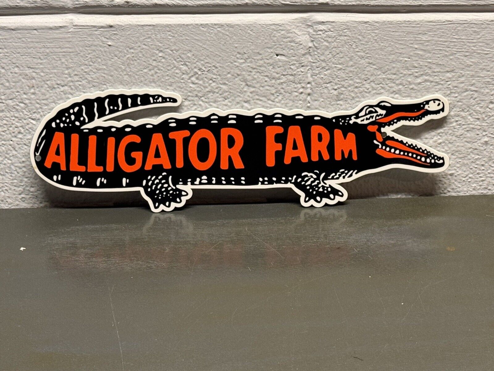 ALLIGATOR FARM Thick Metal Sign Amusement Reptile Gas Oil Park Swamp Water