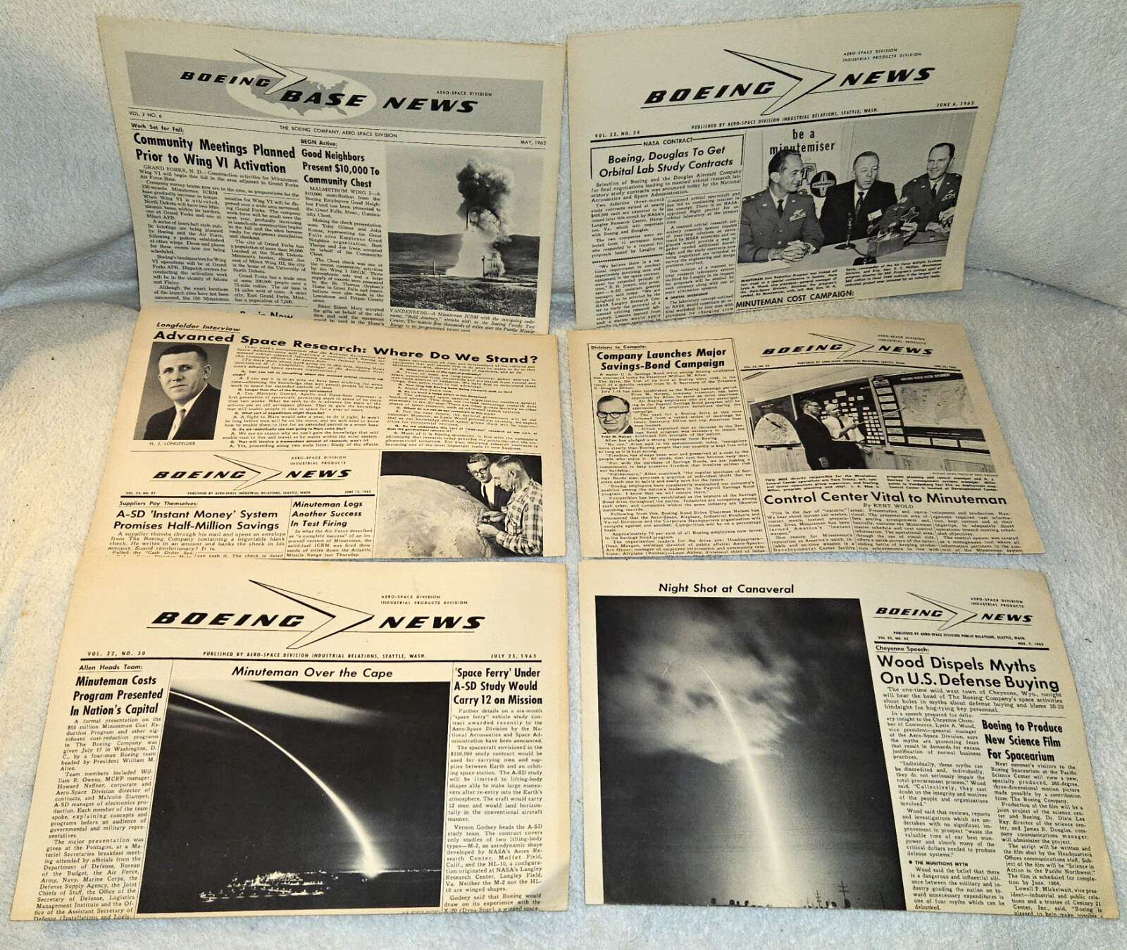 Vintage Boeing News Employee Newspapers 1963 Aviation History,  Space Technology