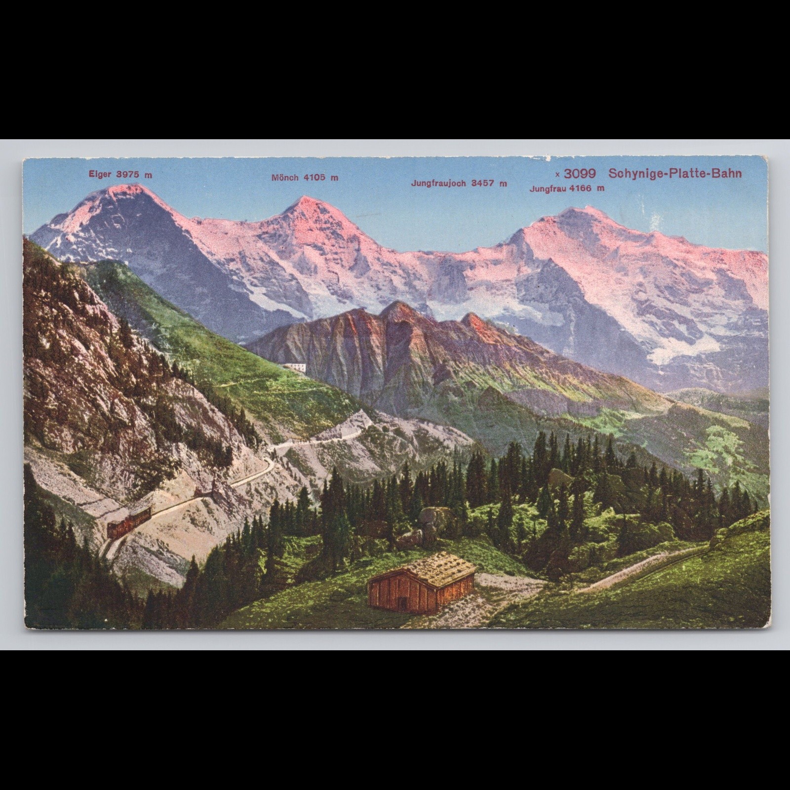 Vintage Mountain Switzerland Postcard Schynige Platte Bahn Unposted Scenic View