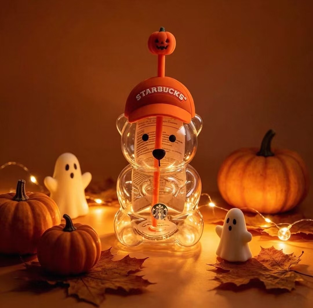 2026 Star bucks Halloween Bearista Bear Cup Tumbler Pumpkin Topper Cap NEW BOXED