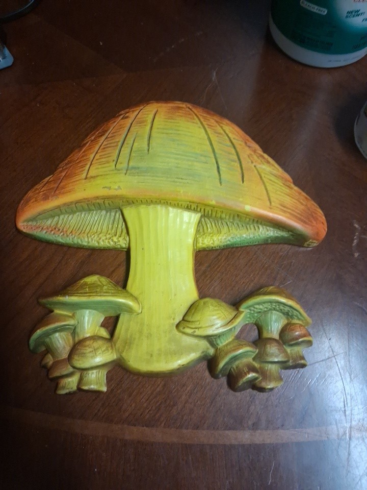 Vintage 1970s 70s Mushroom Ceramic Wall Plaque Hippie Boho Universal Stat Corp