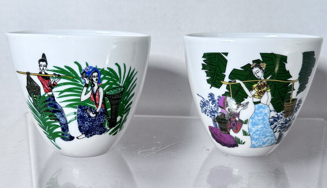 Pair Of Unique Oriental Tea Cups