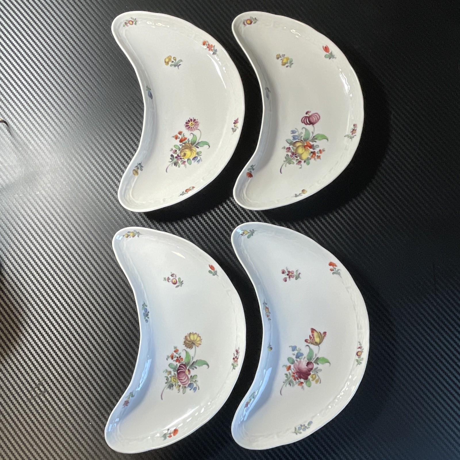 Nymphenburg Hand Painted Floral Salad / Bone Dishes  3768.865.6 Set of 4