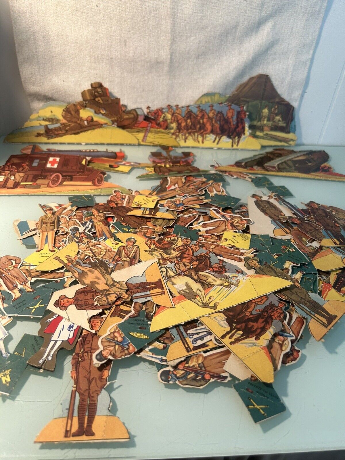 Huge Vintage Lot Of 1940s ? Paper Doll Military Soldiers And Equipment Army