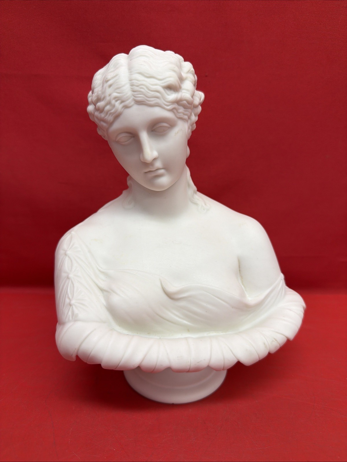 Clytie Bust 9” White Bisque Parian Ware Style Greek Nymph Sculpture Statue