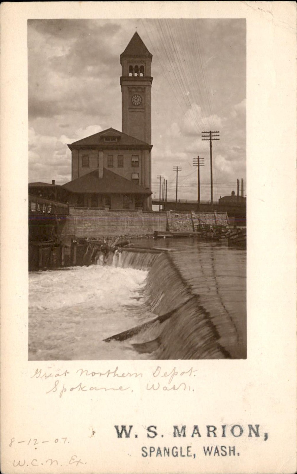 Spokane WA Great Northern Depot c1900s Real Photo Vintage Postcard bhn