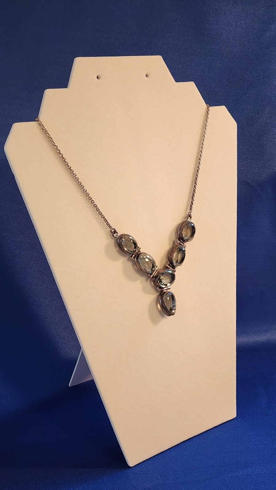 Vintage Sterling Green Amethyst Necklace w Antiqued .925 finish, 16\