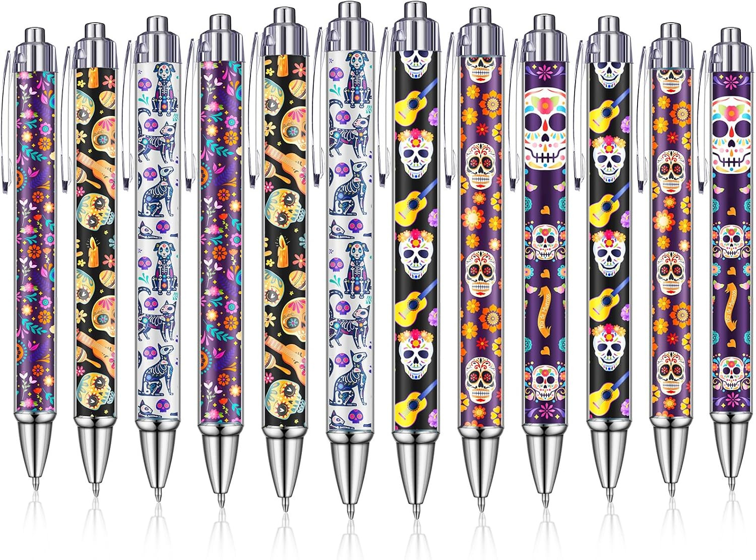 24 Pcs Day of the Dead Gifts Pen Halloween Skull Pen Skeleton Favor