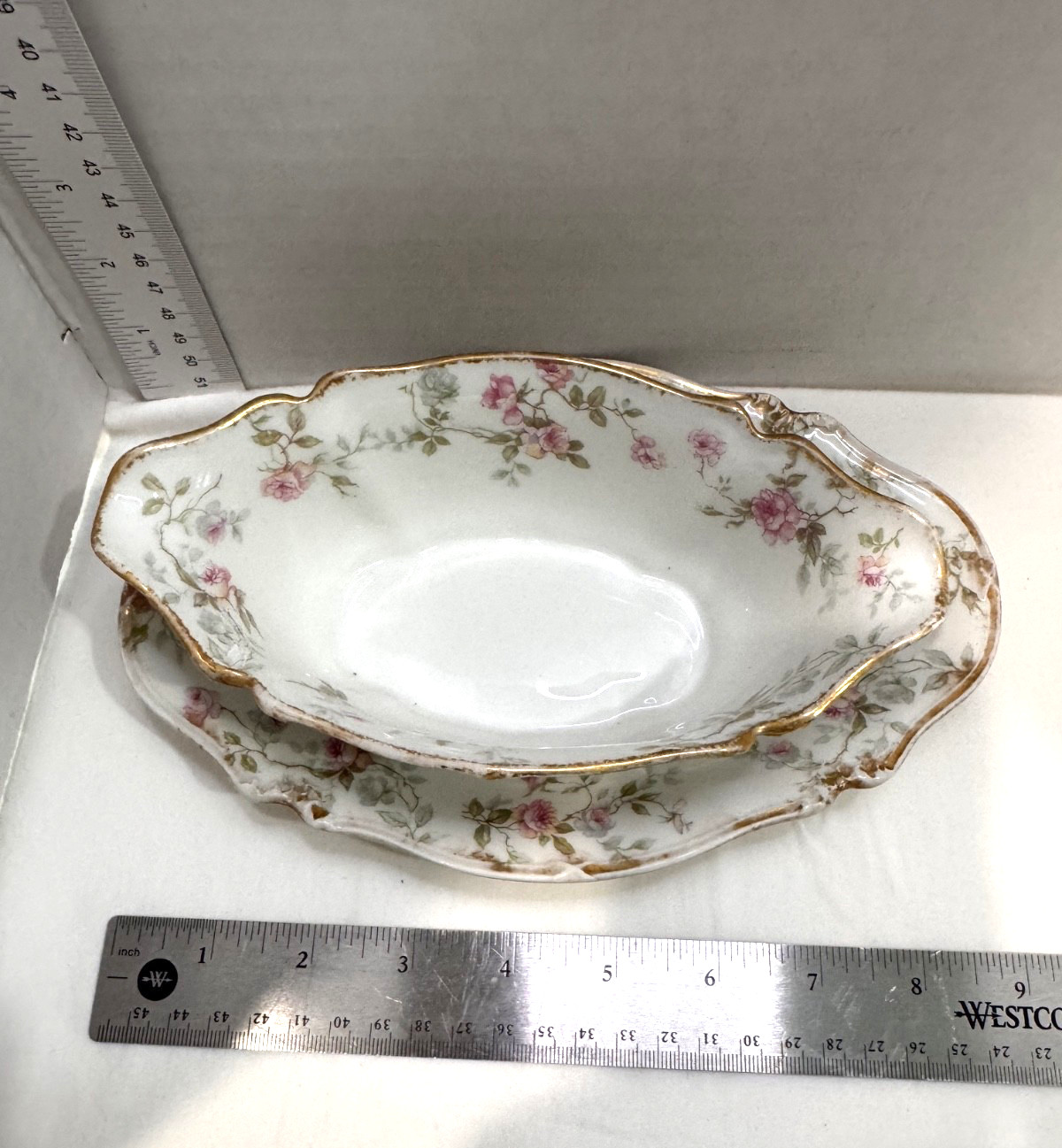 Antique Haviland Limoges Gravy Bowl & Plate Not Attached, VGUC, No chips