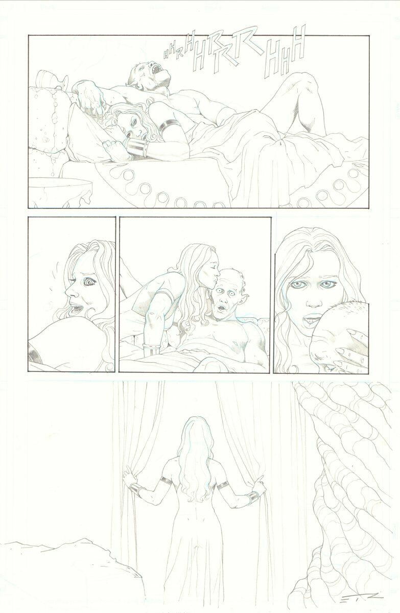 Eternals #3 p.1 - Thena & Tolau in Bed - 2021 Signed art by Esad Ribic