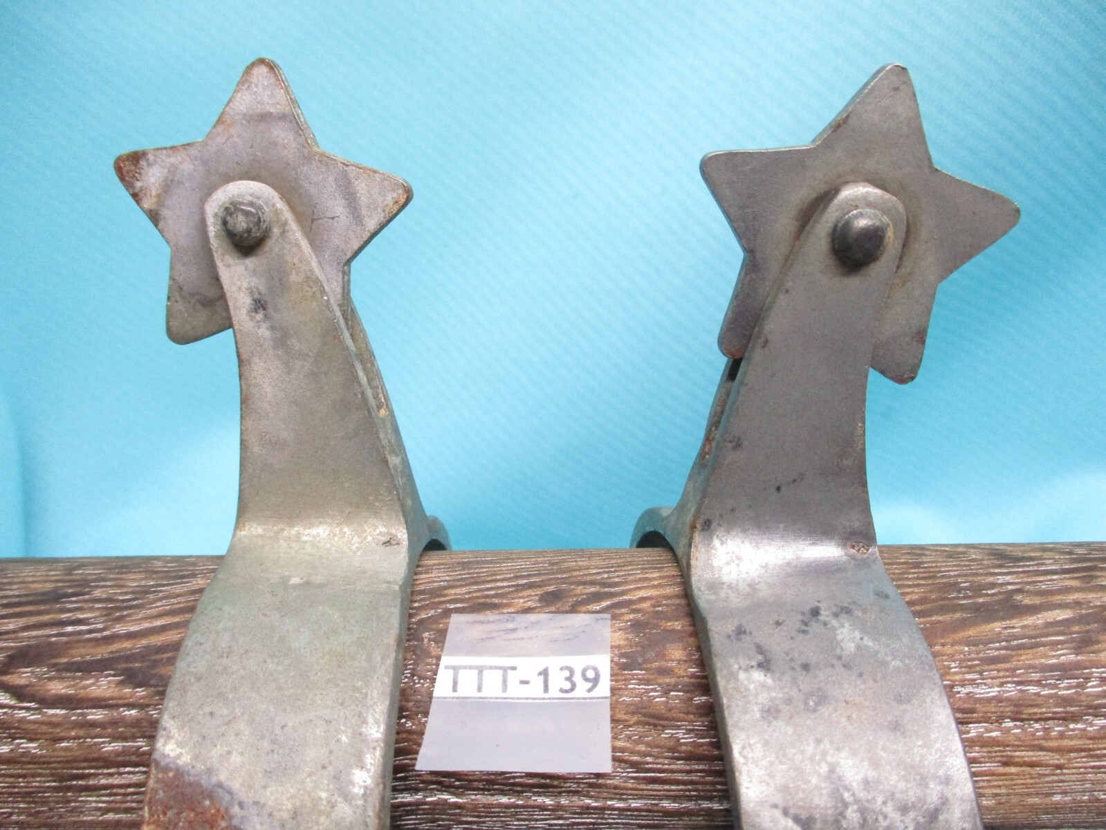 Rare Galvanized Maker Marked Vintage Made in Korea Horse Riding Spurs