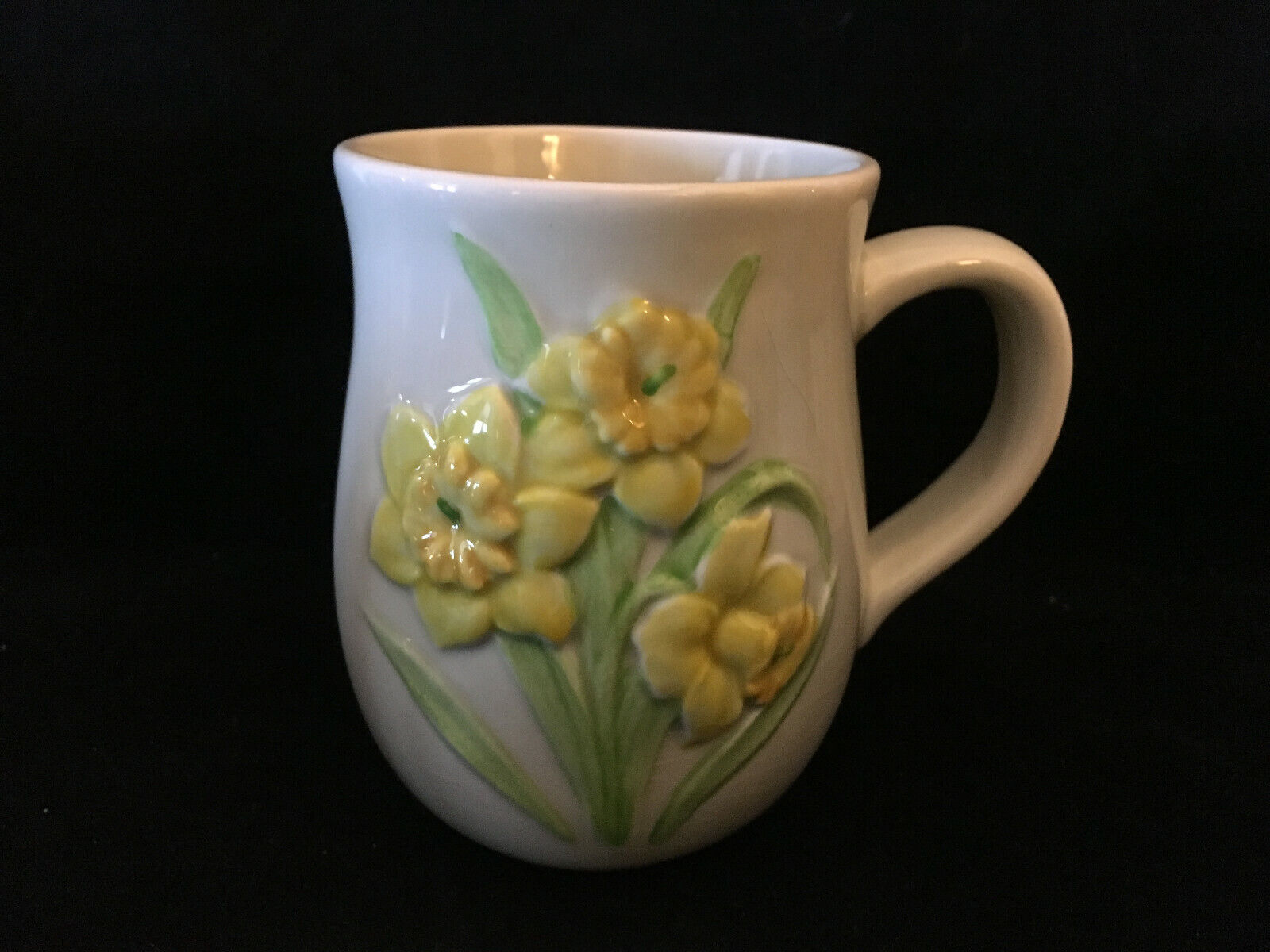 Otagiri Creative Collection Hand Painted Sculpted Flowers Mug Cup Japan 1982