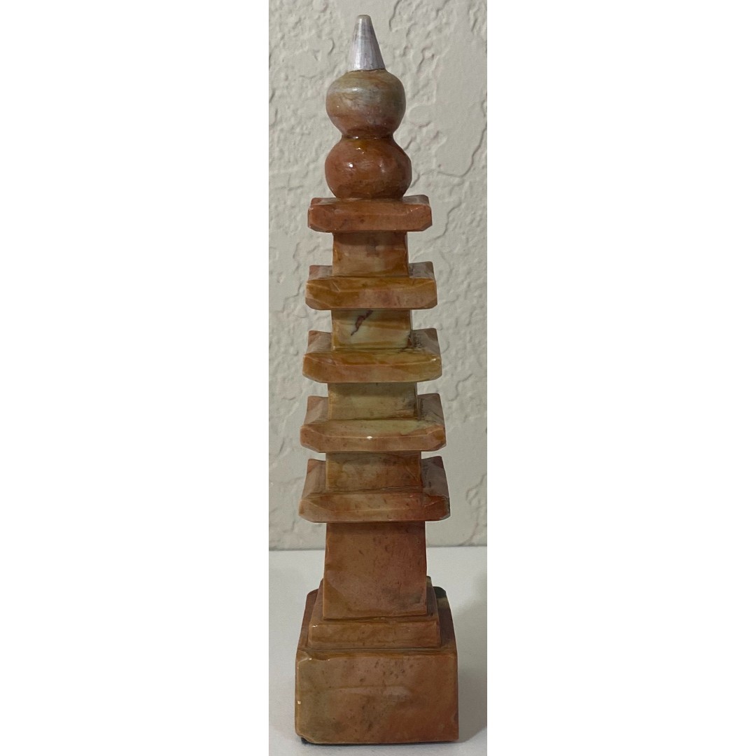 Stone Carved Pagoda Statue | Vintage Handmade Asian Tower Sculpture Collectible Stone Carved Pagoda Statue | Vintage Handmade Asian Tower Sculpture Collectible