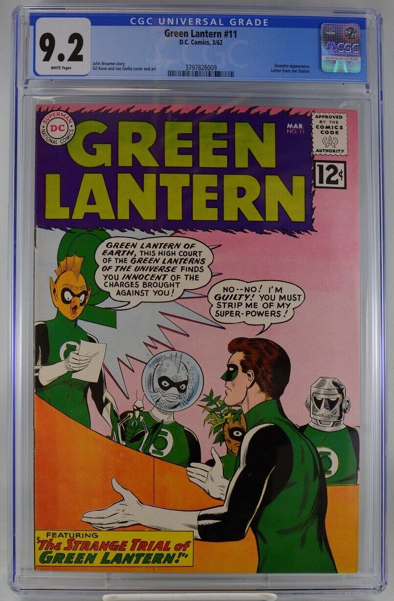 Green Lantern #11 CGC 9.2 1962 White Pages Sinestro Gil Kane