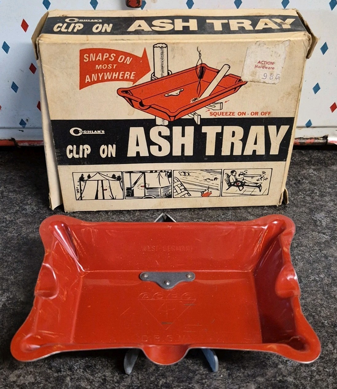 Vintage Clip On Metal Ashtray By Coghlan\'s 1950s NEW IN BOX Never Used