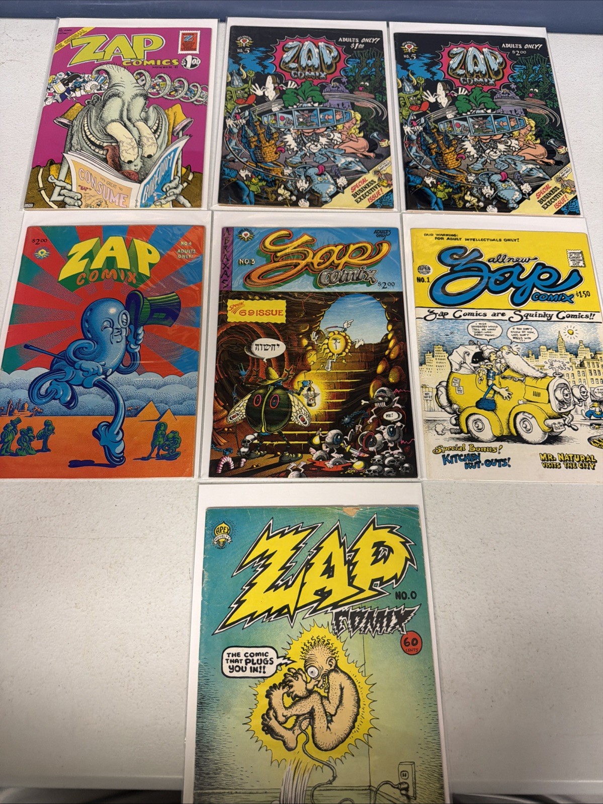 Zap Comix #0 1 3 4 5 5 6 Underground Lot R Crumb Different Printings *W7