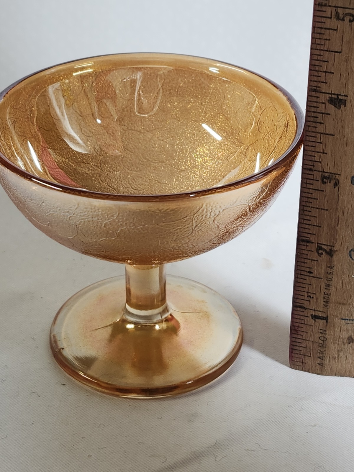  Lovely Imperial Marigold Sherbet Glazed Glasses In A Iridescent Crackle Design