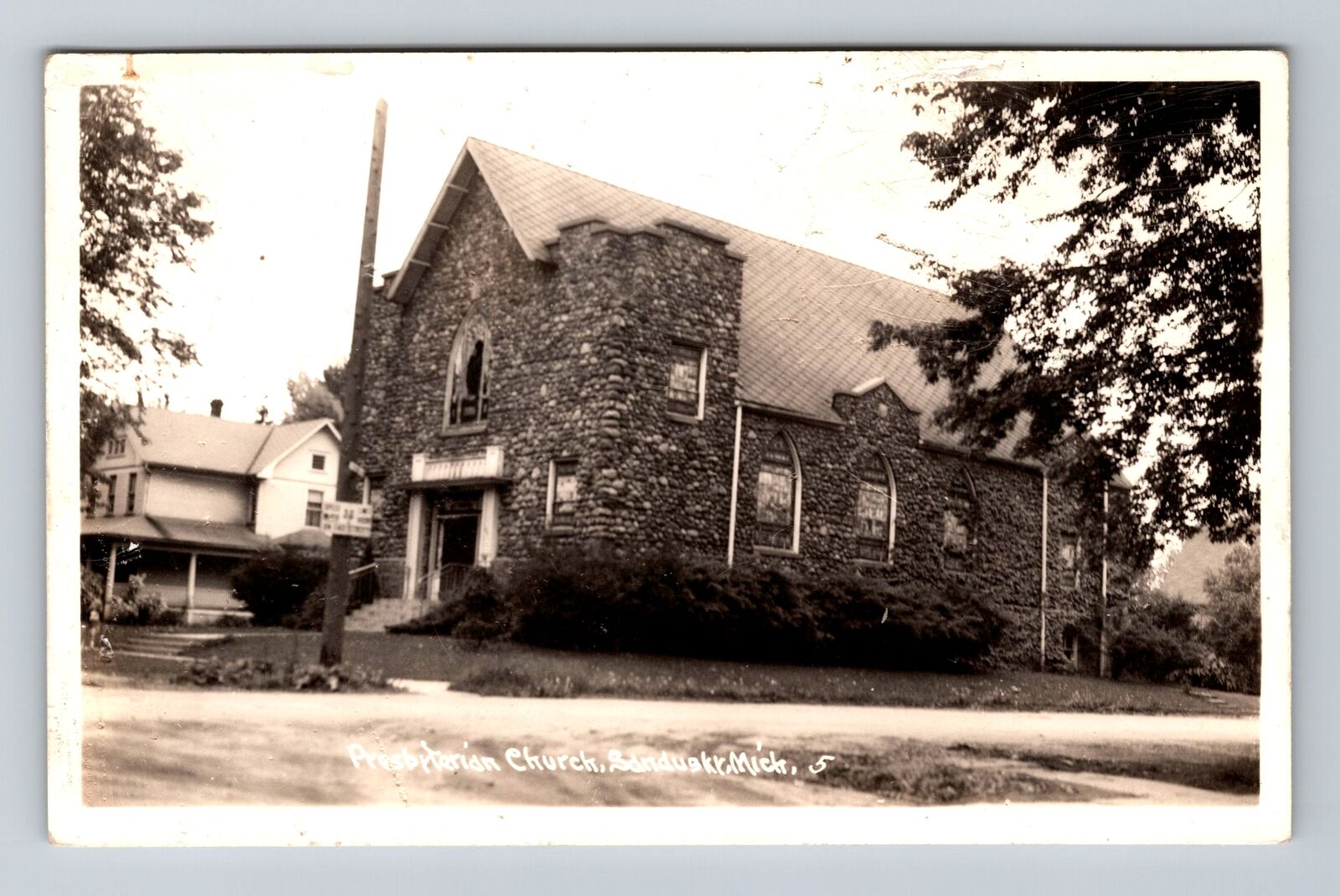 Sandusky MI-Michigan, RPPC, Presbyterian Church, Antique, Vintage Postcard