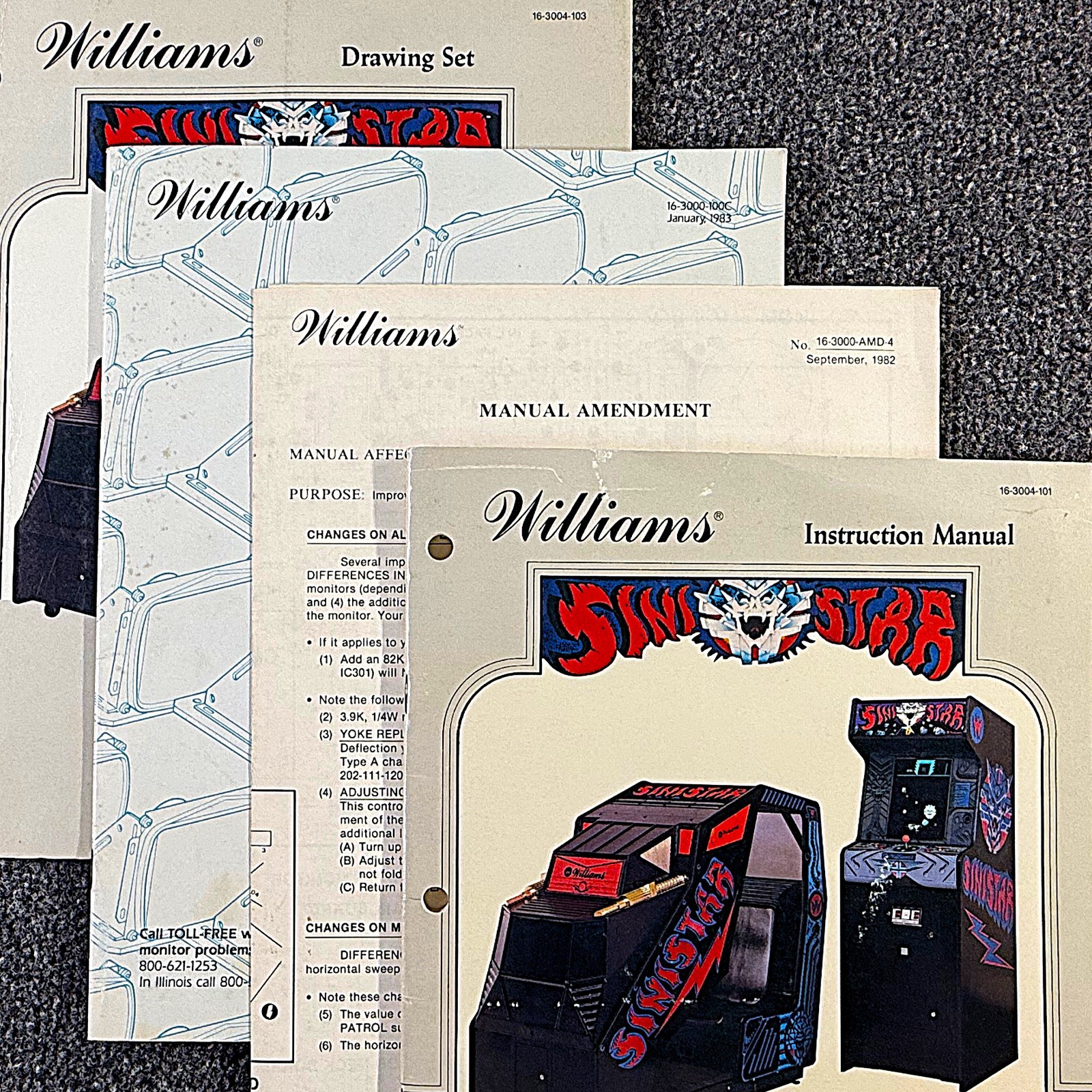 Williams Sinistar Arcade Video Game Manual Monitor Schematics SET ORIGINAL