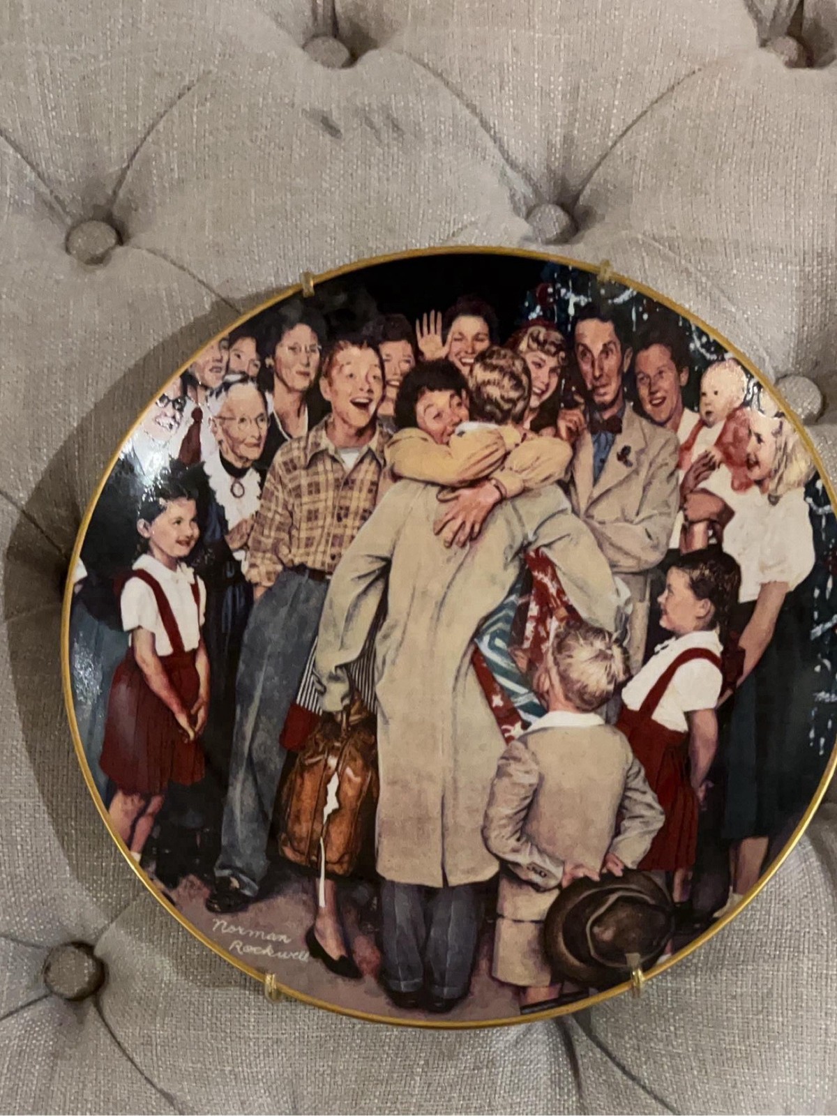 Rare  1987 Gorham Norman Rockwell  Christmas  Plate \