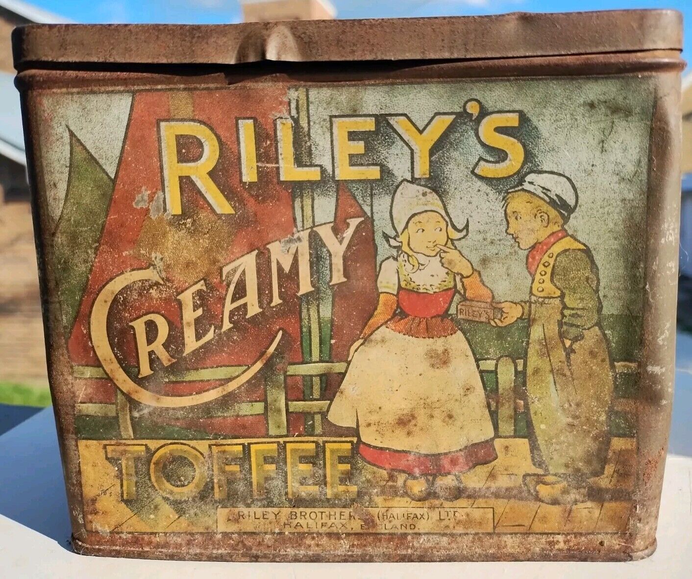 Vintage Riley's Creamy Toffee Tin Antique Rare Halifax, England