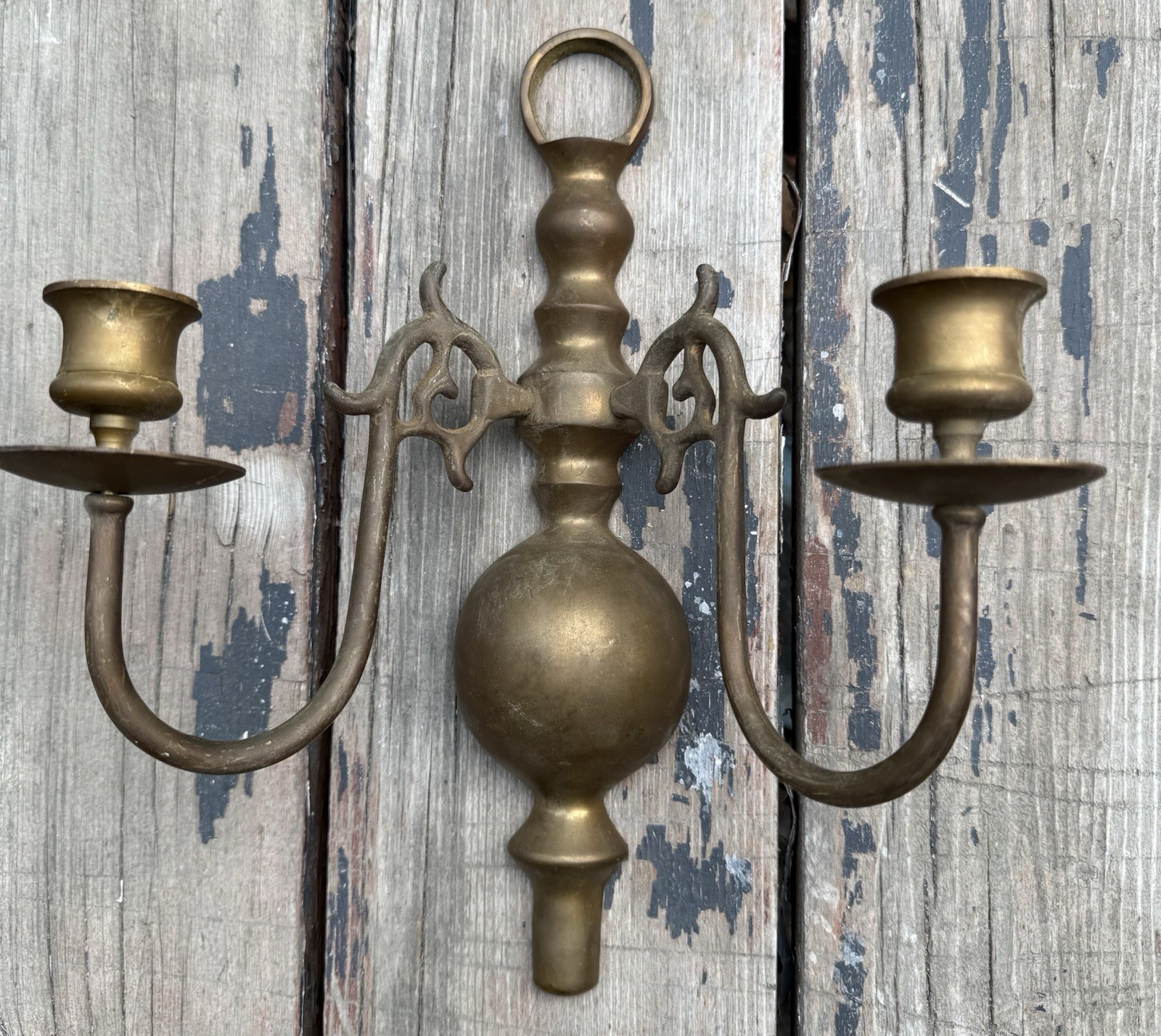 VTG MCM GOTHIC Brass Wall Sconce Candle Holder PWF THICK BRASS TAIWAN  EUC