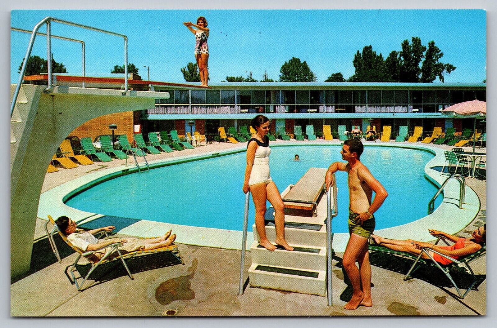 Americana Motel Gary Indiana Vintage Postcard c1963