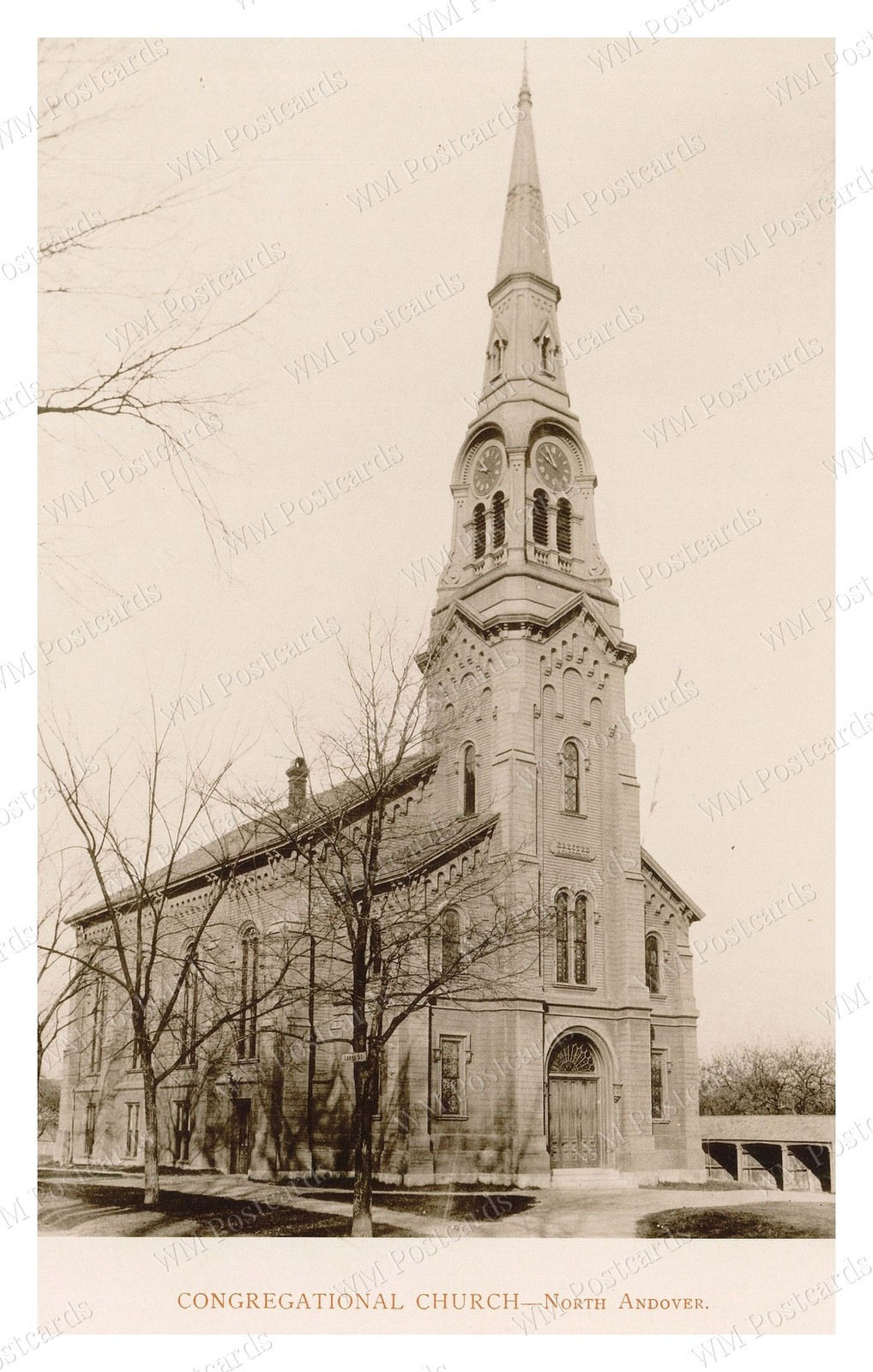 North Andover Massachusetts 1893 Congregational Church Steeple Standard Postcard