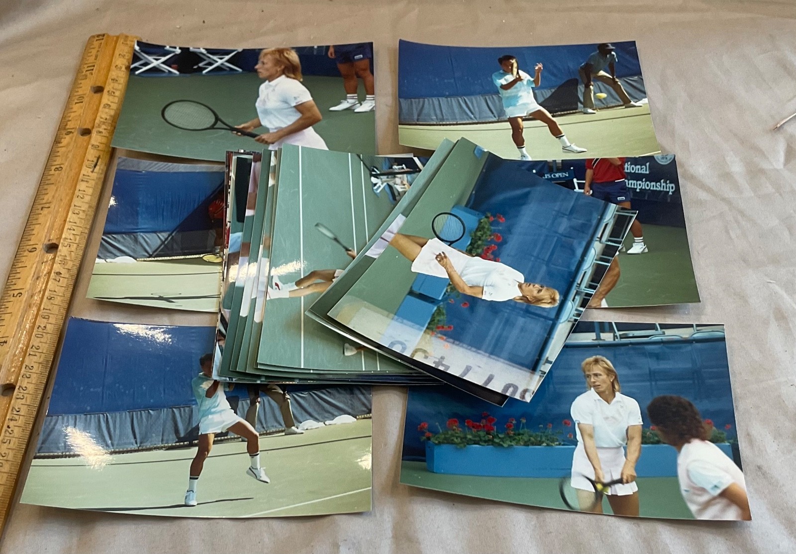 Lot of 23 candid snapshot photos  1987 US OPEN TENNIS Martina Navratilova + more