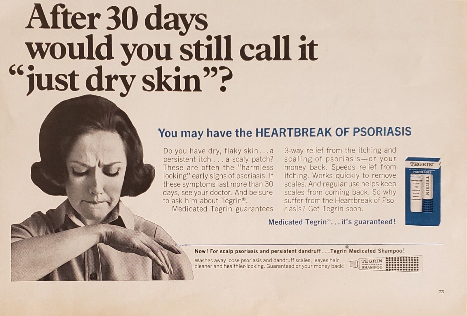1969 Tegrin Shampoo Medicated For Itchiness Scaling Of Psoriasis Print Ad