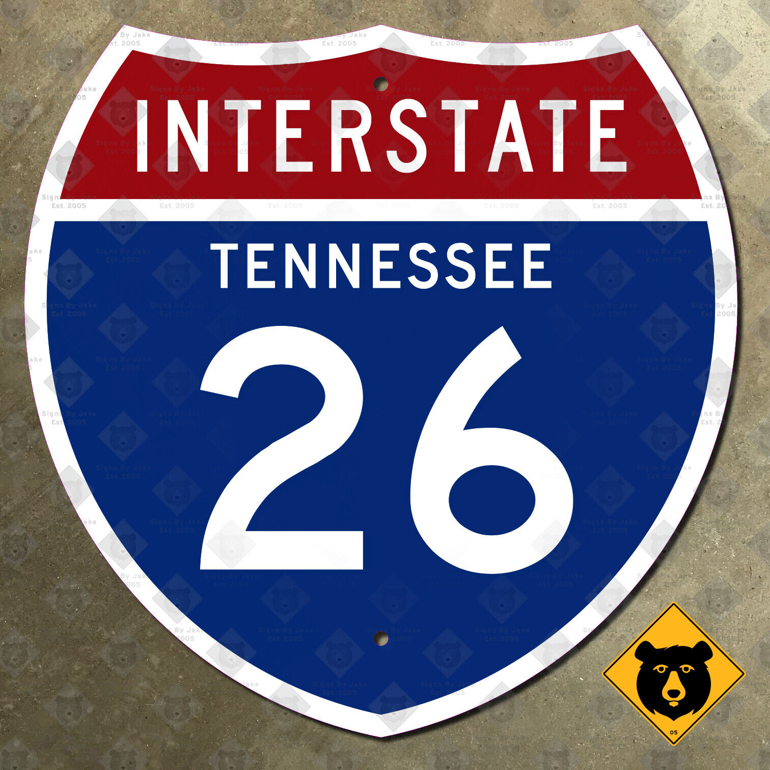 Tennessee Interstate 26 highway route sign 1957 Kingsport Johnson City 18x18