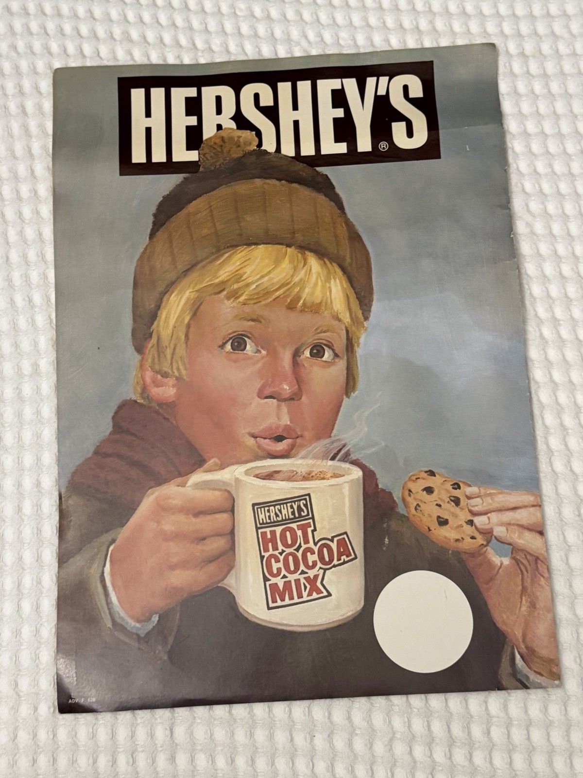Vintage Hershey’s Hot Cocoa Mix Advertising Poster Boy Cookie 12x17