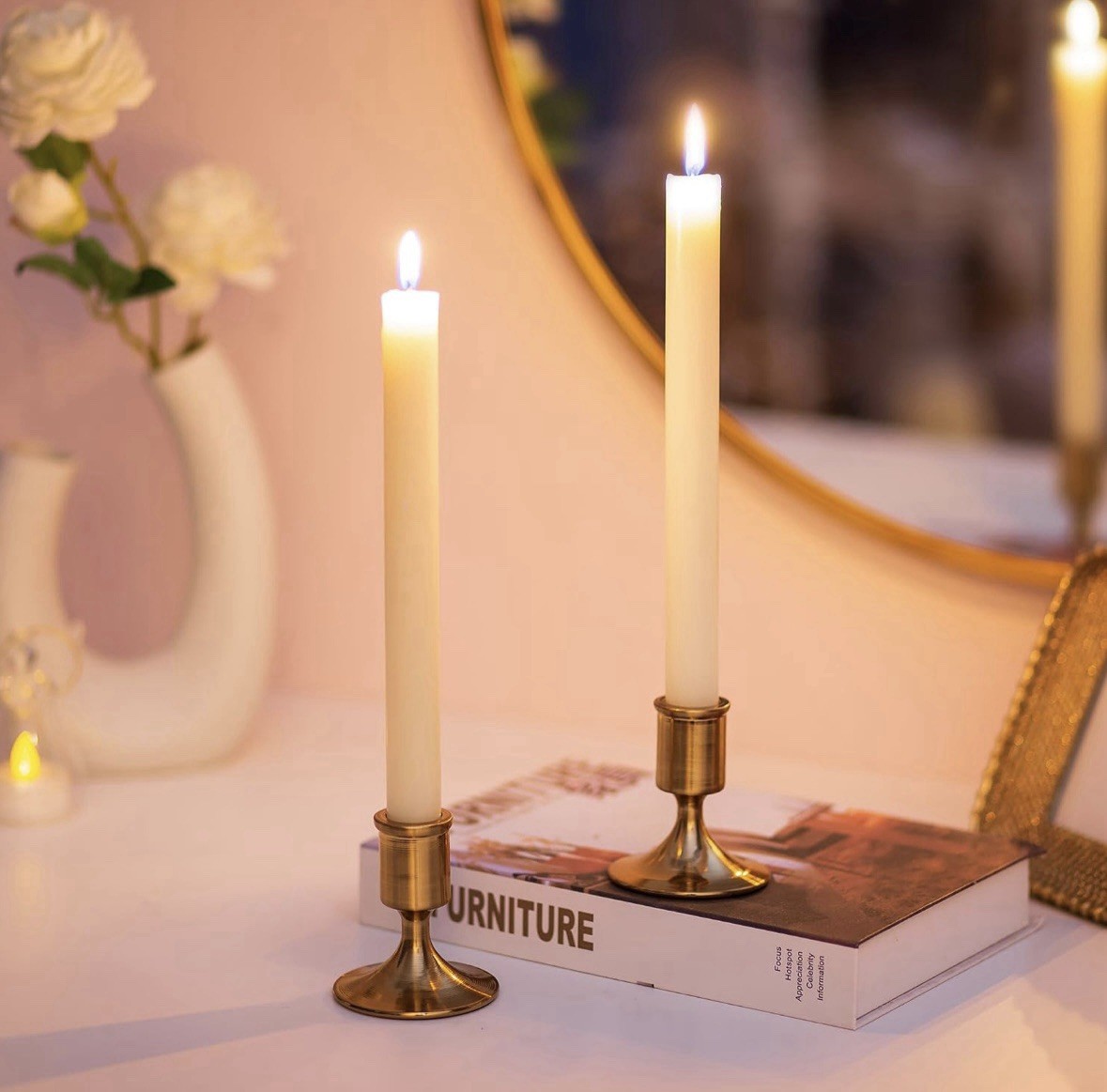 Gold Candlestick Candle Holders Set of 2 for 0.87in Taper Candle, for Dinning Ta Gold Candlestick Candle Holders Set of 2 for 0.87in Taper Candle, for Dinning Ta