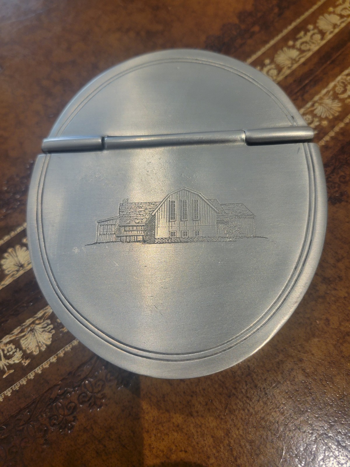 Match Pewter Oval Lidded Cigar Ashtray Match Pewter Oval Lidded Cigar Ashtray
