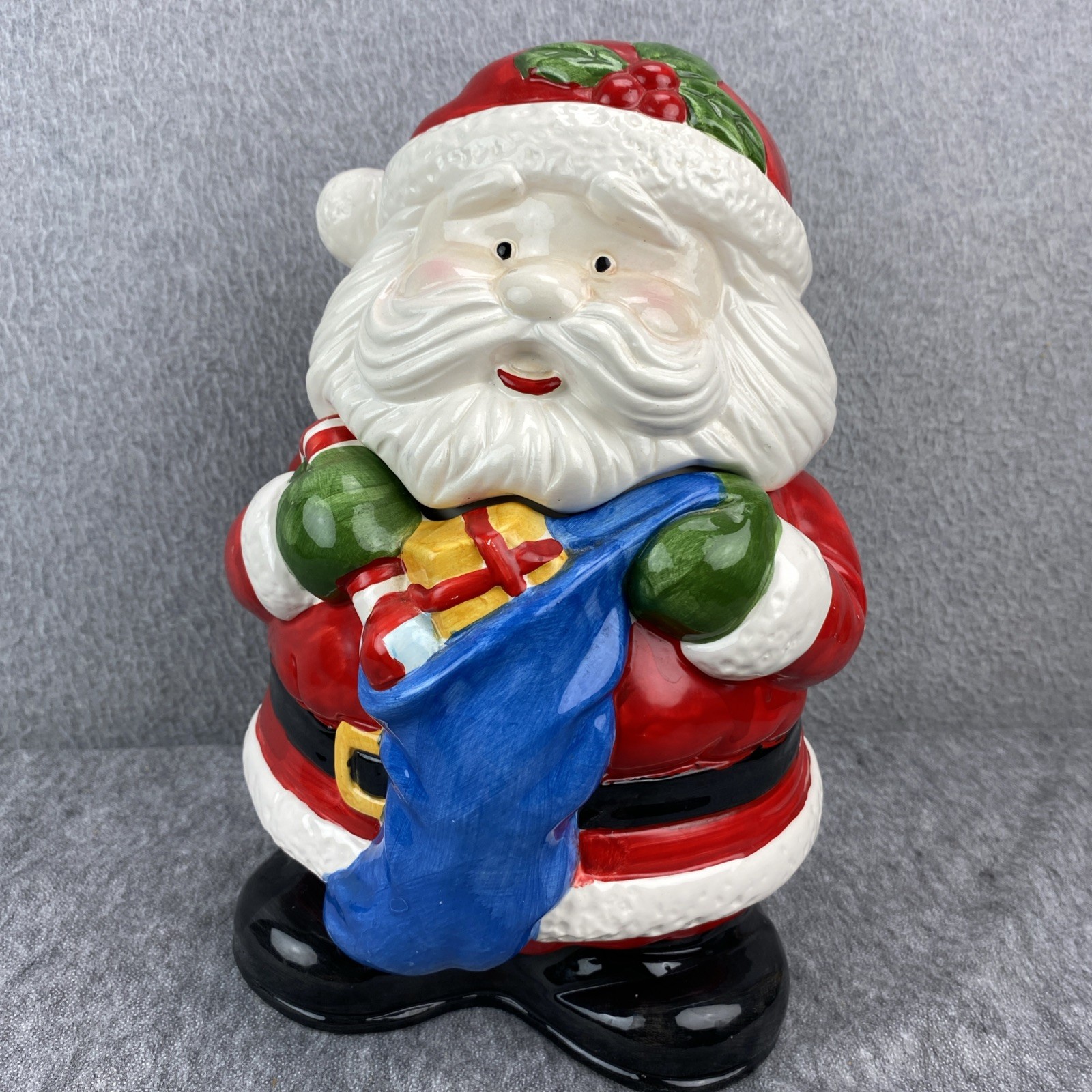 Vintage J.I.C. Ceramic Red Santa Claus Christmas Cookie Jar 12
