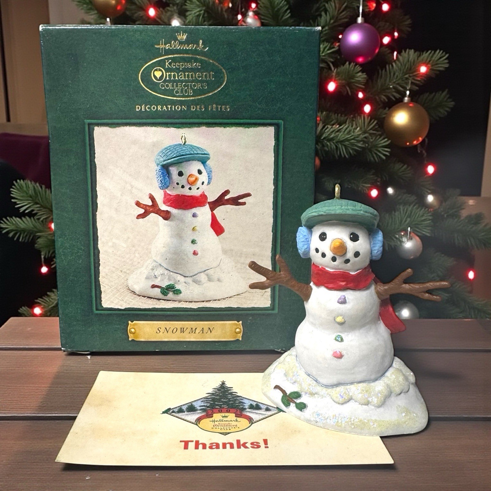 VTG Hallmark Keepsake Ornament 2002 Collectors Club Snowman Brand New In Box