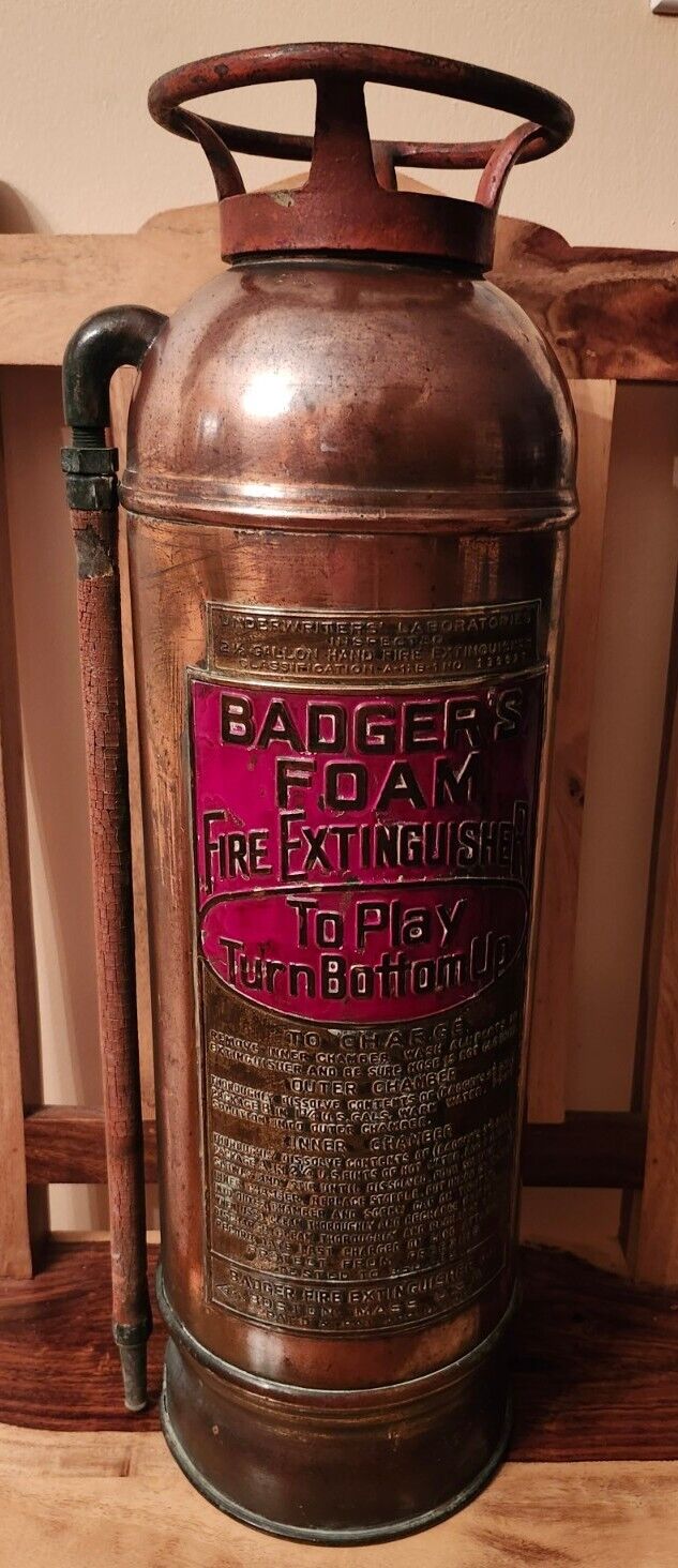 Badger\'s Vintage Foam Fire Extinguisher, Red Nameplate, Boston, Mass, USA, Empty