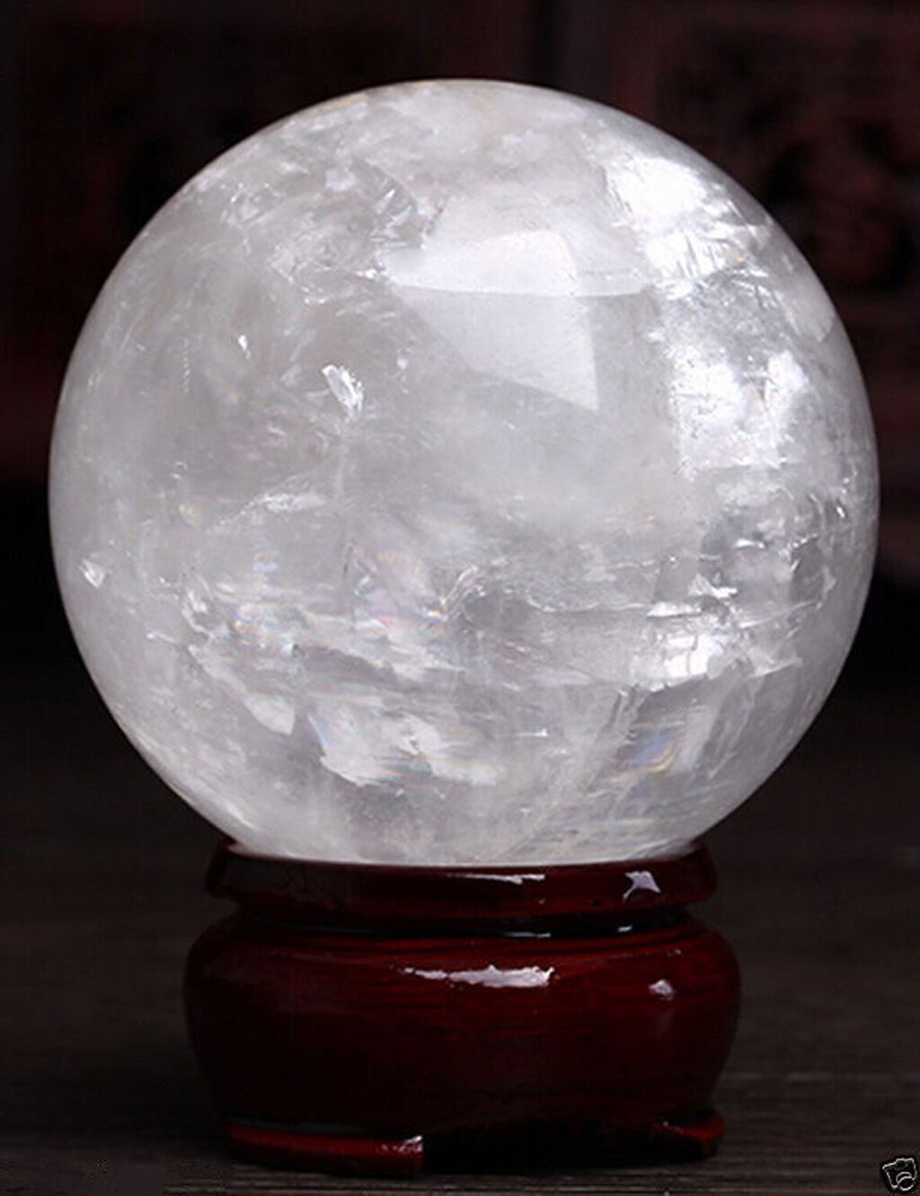 70mm Natural White Calcite Quartz Crystal Sphere Ball Healing Gemstone + Stand