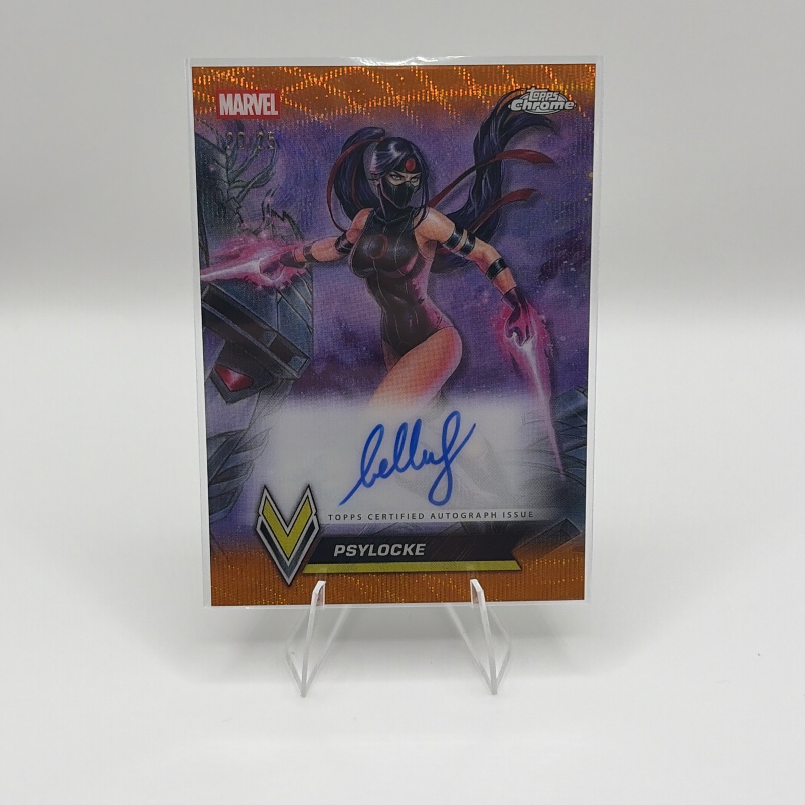 2026 Topps Chrome Marvel #VVA-D2 Varied Visage SSP Psylocke auto ORANGE WAVE /25 2026 Topps Chrome Marvel #VVA-D2 Varied Visage SSP Psylocke auto ORANGE WAVE /25