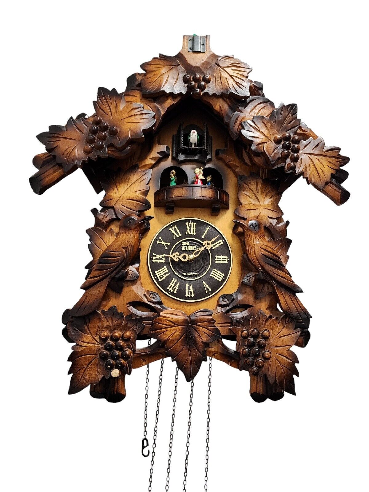 The Time Company Quartz Chalet Cuckoo Wooden Clock Chimes With Bird. READ...