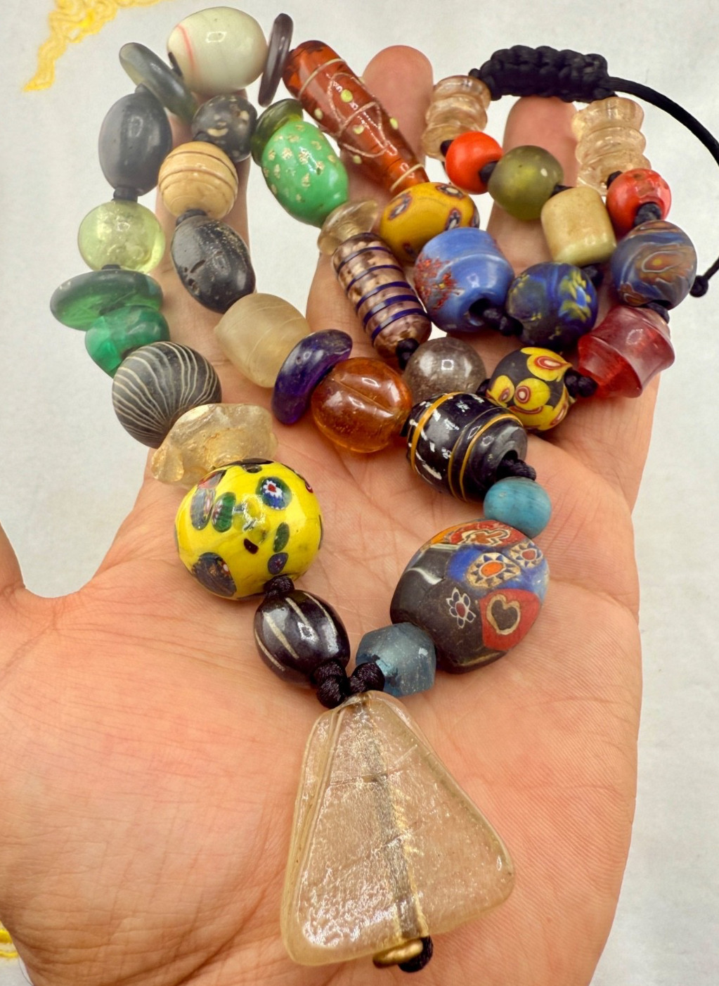 Antique afghan-Mixed Glass Bead Necklace – Mixed Ancient beads Antique afghan-Mixed Glass Bead Necklace – Mixed Ancient beads