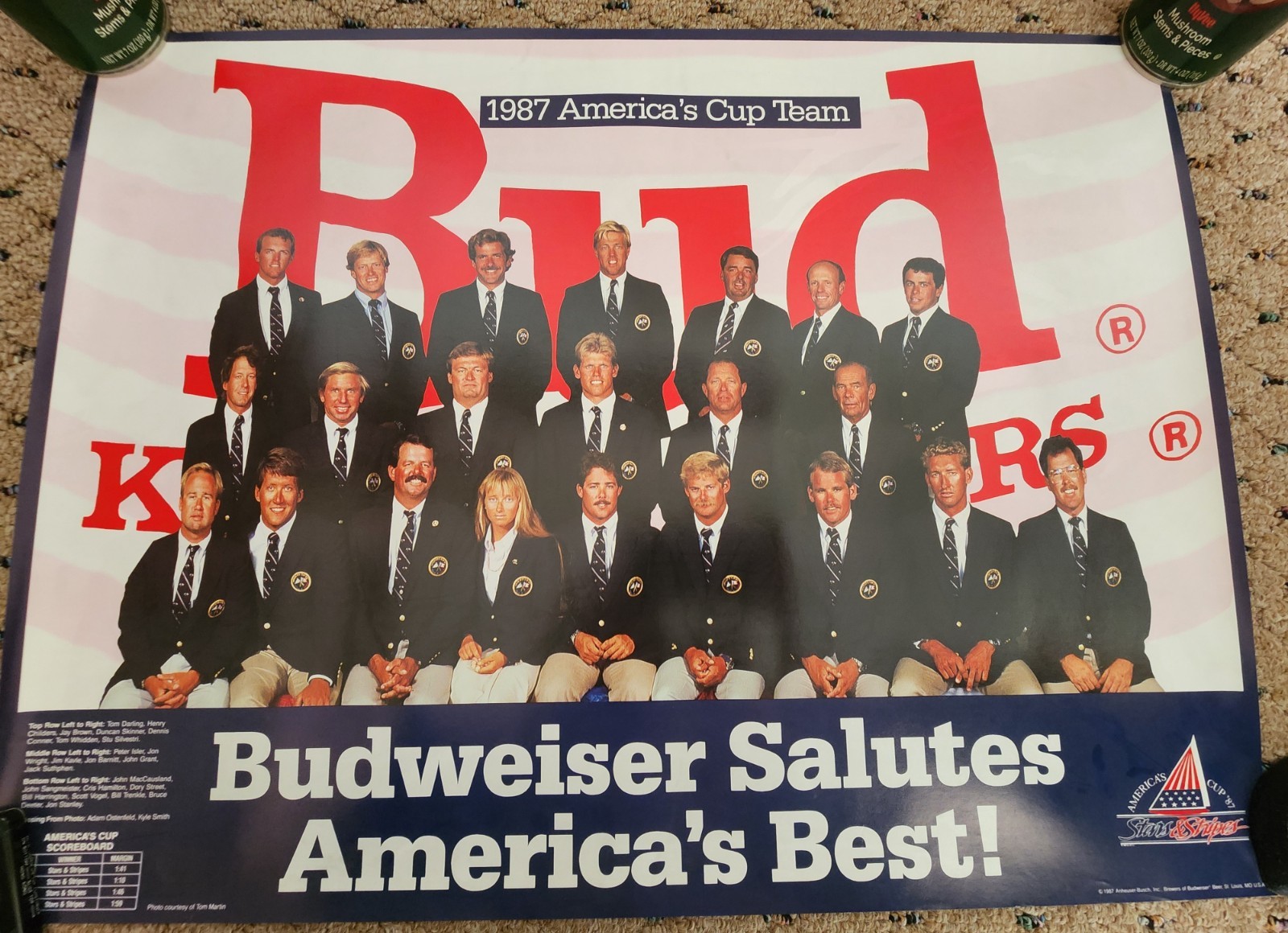 1987 America\'s Cup Team Budweiser Salutes Sailing Poster,NEAR PERFECT, 18\ 1987 America\'s Cup Team Budweiser Salutes Sailing Poster,NEAR PERFECT, 18\