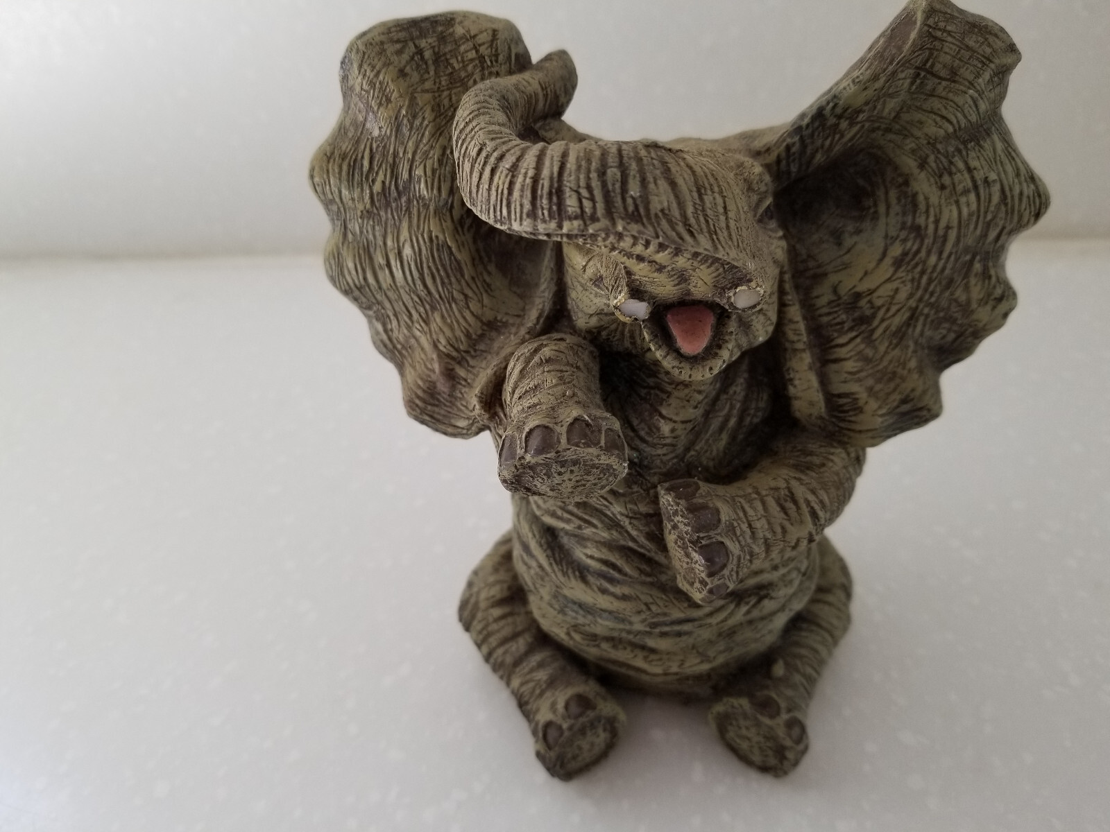 Elephant Sitting Figurine With Trunk Up and Beautiful Detail 5 1/2\