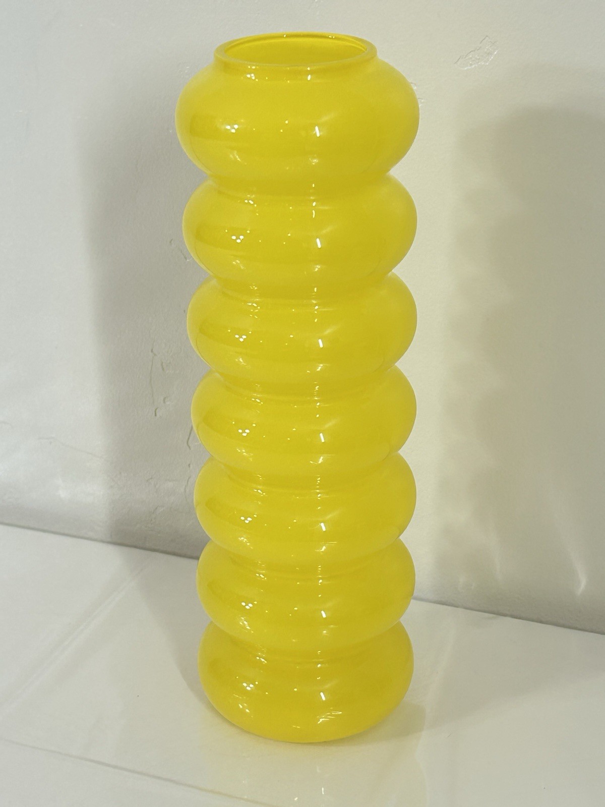 IKEA Solstrale Anne Nilsson Bubble Ribbed Wavy Yellow Vase Postmodern Style -C1